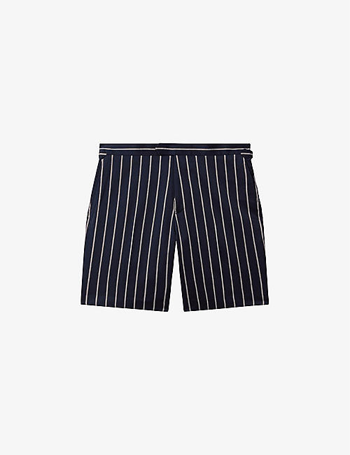 REISS: Lake stripe-print slim-fit stretch-woven shorts