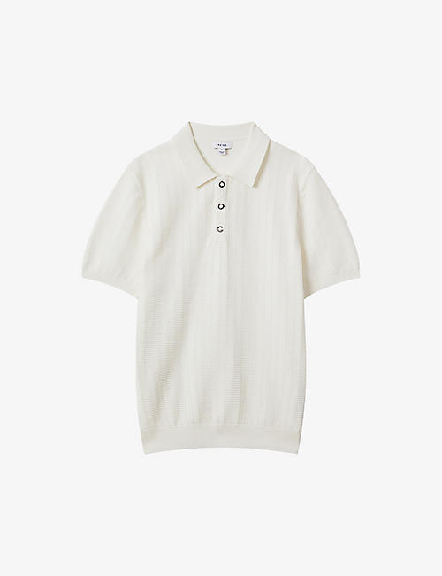 REISS: Pascoe textured stretch-knit polo shirt