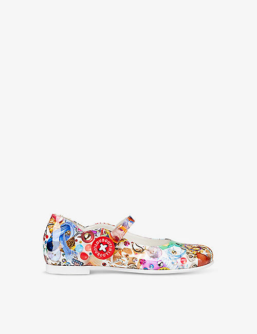 CHRISTIAN LOUBOUTIN: Melobib graphic-print patent-leather pumps 4-9 years