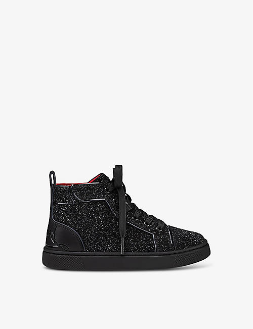CHRISTIAN LOUBOUTIN: Funnytopi leather and suede ankle boots 4-9 years
