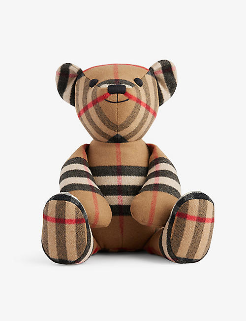 BURBERRY: Check-print wool-blend teddy bear 48cm