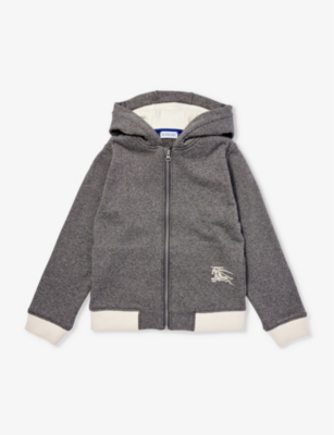 BURBERRY: Embroidered-branding cotton-jersey hoody 4-14 years