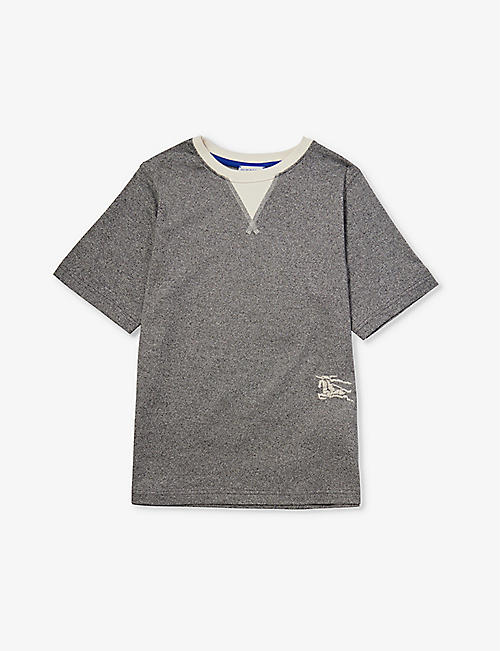 BURBERRY: Cedar logo-embroidered cotton-jersey T-shirt 4-14 years
