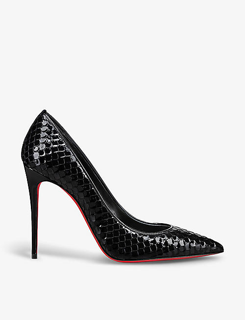CHRISTIAN LOUBOUTIN: Kate 100 pointed-toe patent-leather heeled courts