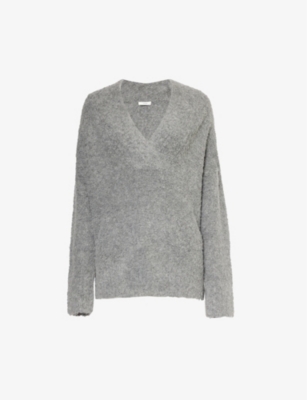 VINCE: Brushed-texture relaxed-fit knitted jumper
