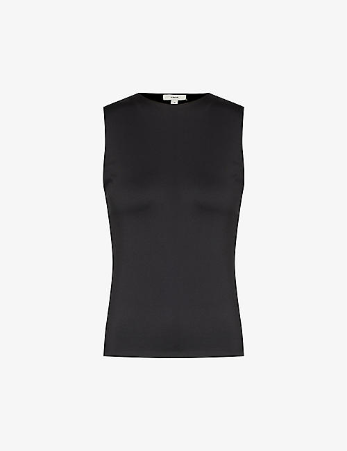 VINCE: Sleeveless round-neck stretch-woven top