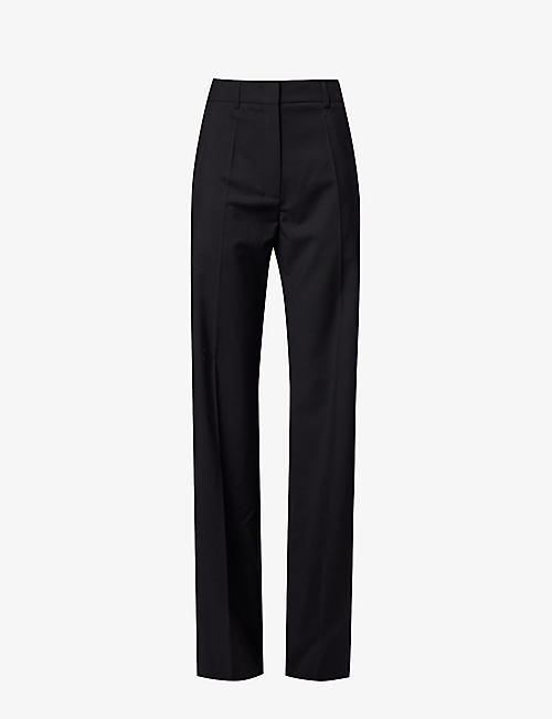 VALENTINO GARAVANI: Straight-leg mid-rise wool-blend trousers