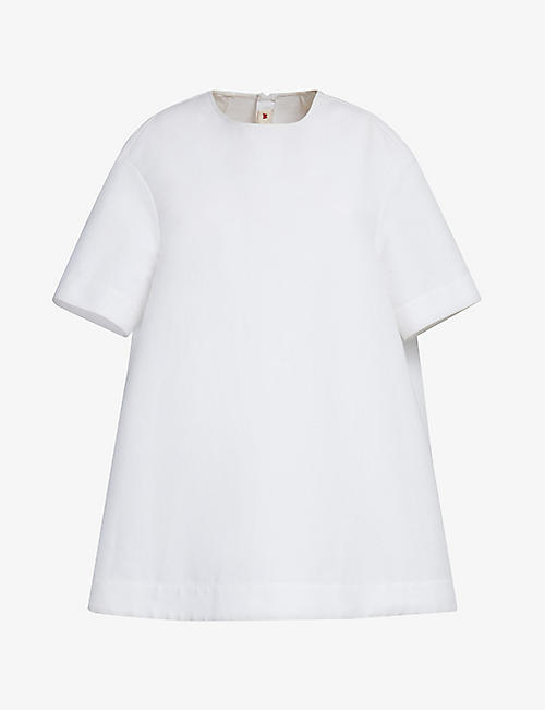 MARNI: Round-neck short-sleeve cotton mini dress