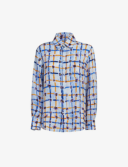 MARNI: Checked relaxed-fit silk shirt