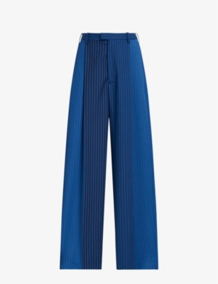 MARNI: Striped pleated wide-leg high-rise wool trousers