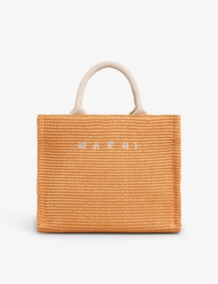 MARNI: Logo-embroidered cotton-blend tote bag