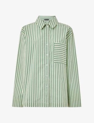 WHISTLES: Stripe-print relaxed-fit cotton pyjama shirt