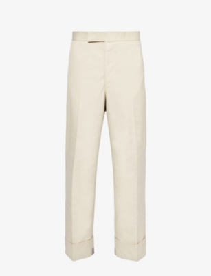 THOM BROWNE: Strap-embellished tapered-leg relaxed-fit twill trousers