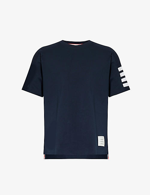 THOM BROWNE: Branded short-sleeved cotton-jersey T-shirt