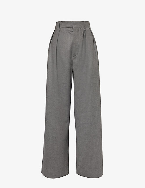 WARDROBE.NYC: Pleated relaxed-fit wide-leg mid-rise wool trousers