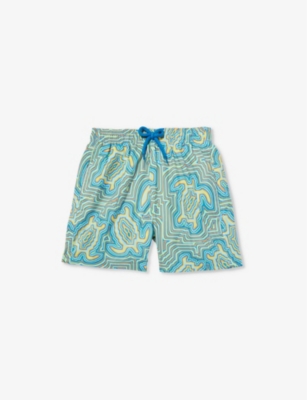 VILEBREQUIN: Turtle-pattern mid-rise recycled-polyamide swim shorts