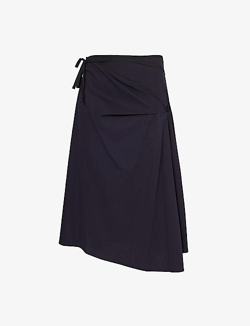 LEMAIRE: Wrap-front self-tie woven midi skirt