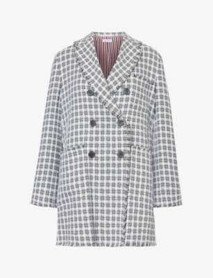 THOM BROWNE: Tweed double-breasted cotton coat