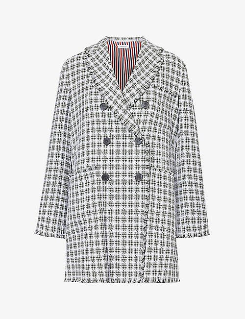 THOM BROWNE: Tweed double-breasted cotton coat