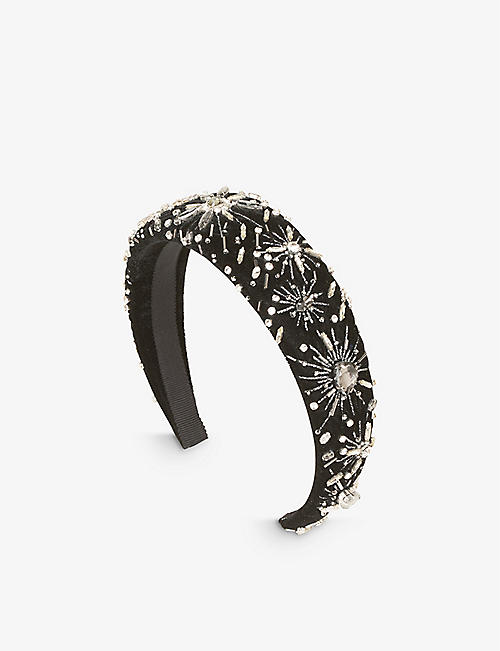 JENNIFER BEHR: Chara crystal-embellished velvet headband