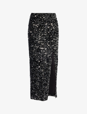4TH & RECKLESS: Celio sequin-embellished woven midi skirt