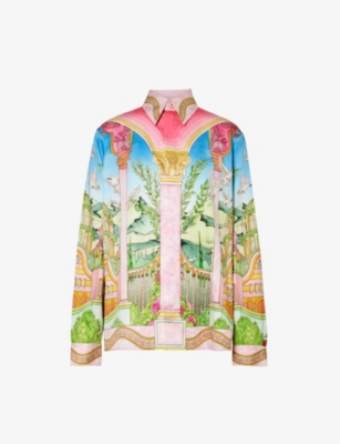 CASABLANCA: Le Jardin Ideal graphic-print cotton-poplin shirt