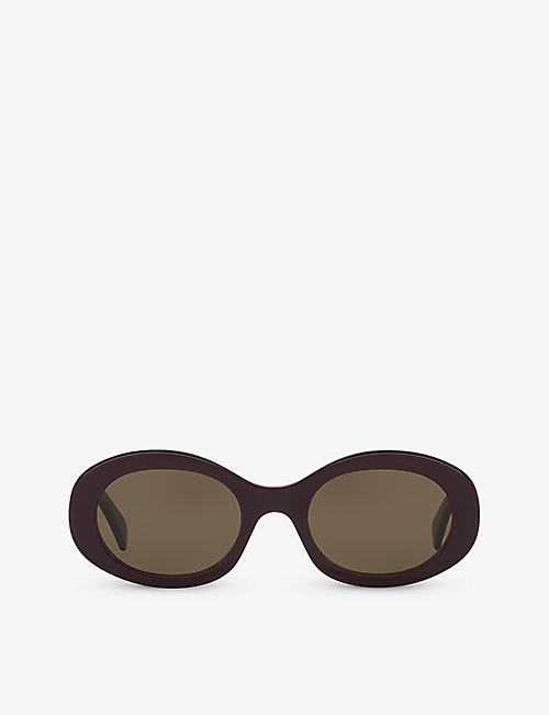 CELINE: CL40194U Triomphe oval-frame acetate sunglasses