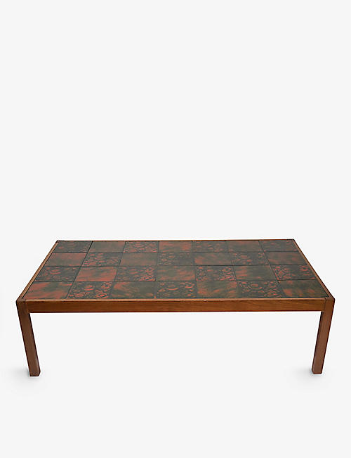 VINTERIOR: Pre-loved tiled wooden and ceramic coffee table 146cm x 85cm