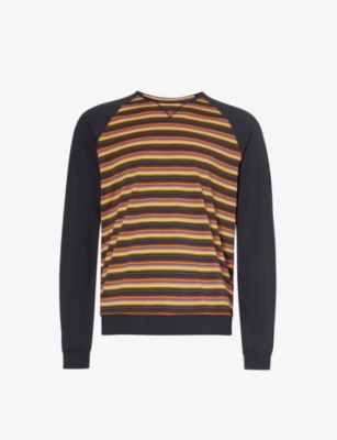 PAUL SMITH: Striped contrast-trim stretch-cotton sweatshirt