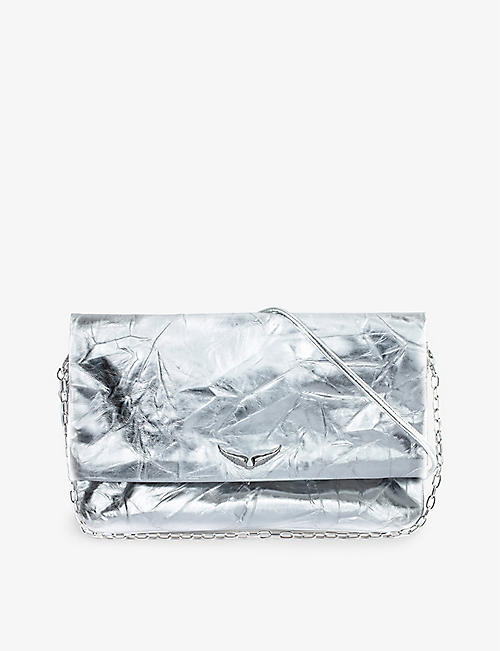 ZADIG&VOLTAIRE: Rock Eternal extra-large crinkled-texture metallic-leather clutch bag