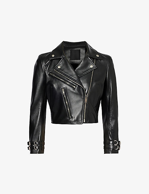 GIVENCHY: Cropped leather jacket