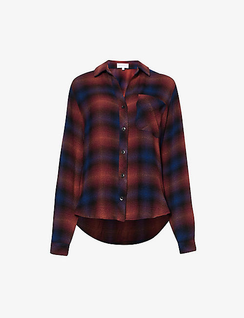 BELLA DAHL: Checked relaxed-fit stretch woven-blend shirt