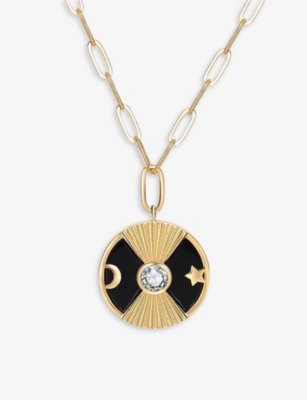 CELESTE STARRE: Moon And Me You Are My Luck Twinkle Heart 18ct gold-plated brass and zirconia pendant necklace