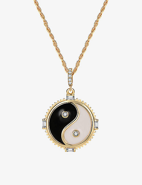 CELESTE STARRE: Balance Me 18ct gold-plated brass and zirconia pendant necklace