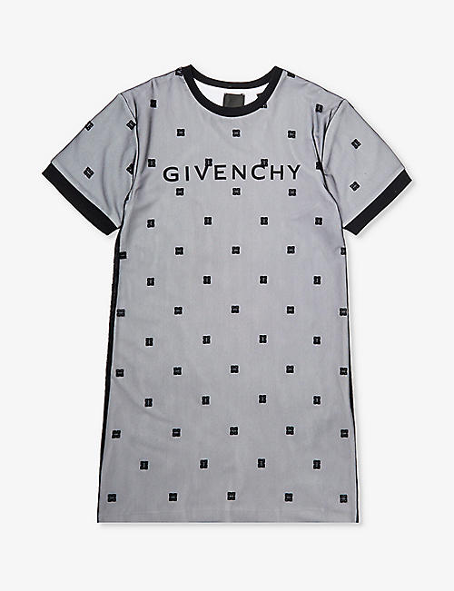 GIVENCHY: Logo-print short-sleeve stretch-woven dress 6-12 years