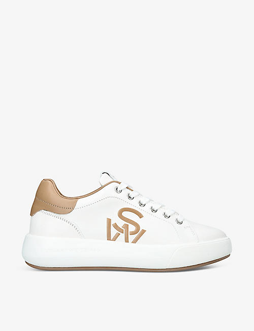 STUART WEITZMAN: SW logo-embroidered low-top leather trainers