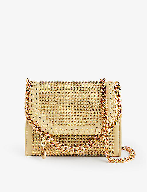 STELLA MCCARTNEY: Falabella crystal-embellished woven wallet-on-chain