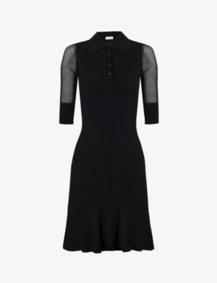 OFF-WHITE C/O VIRGIL ABLOH: Arrow polo-collar knitted mini dress