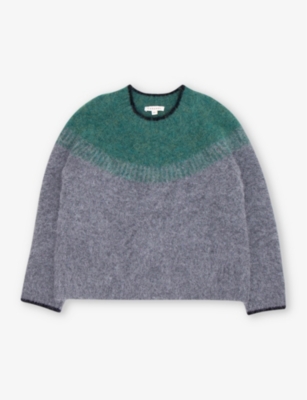 CARAMEL: Avala colour-block stretch wool and alpaca-blend jumper 3-12 years