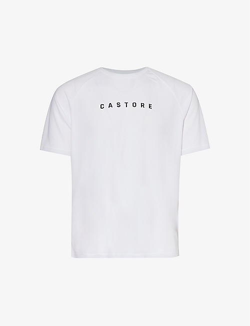 CASTORE: Brand-print panelled stretch-woven T-shirt