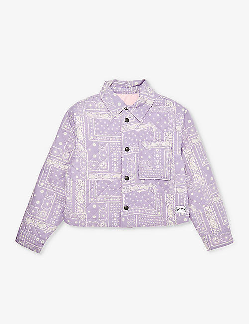 PALM ANGELS: Paisley-print quilted woven jacket 10-12 years