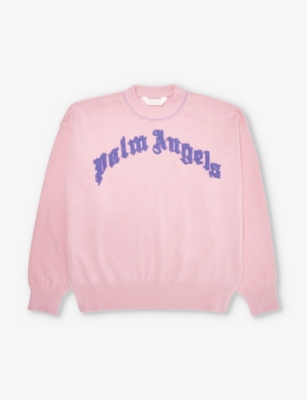 PALM ANGELS: Logo text-embroidered cotton jumper 10-12 years