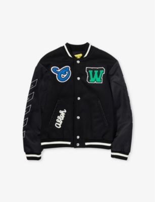 OFF-WHITE C/O VIRGIL ABLOH: Logo-patch wool-blend jacket varsity bomber jacket 8-12 years