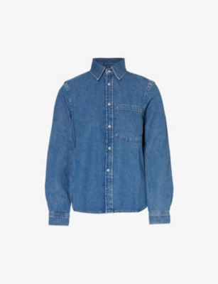 WITH NOTHING UNDERNEATH: The Classic long-sleeved organic denim-blend shirt