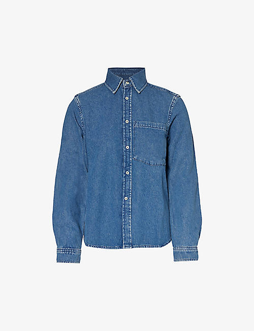WITH NOTHING UNDERNEATH: The Classic long-sleeved organic denim-blend shirt