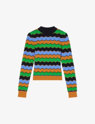 LK BENNETT: Elina wavy zig-zag stretch-knitted jumper