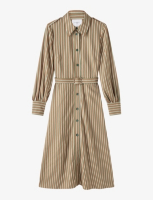 LK BENNETT: Frances stripe-pattern woven midi dress