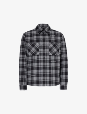 OFF-WHITE C/O VIRGIL ABLOH: Checked logo-embroidered cotton shirt