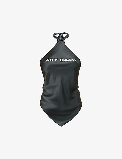 COWBOYS OF HABIT: Cry Baby halterneck silk top