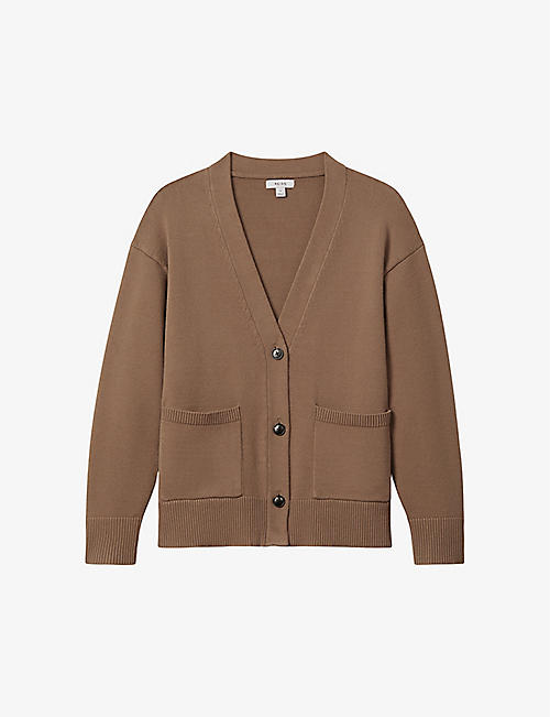 REISS: Harper patch-pocket knitted cardigan